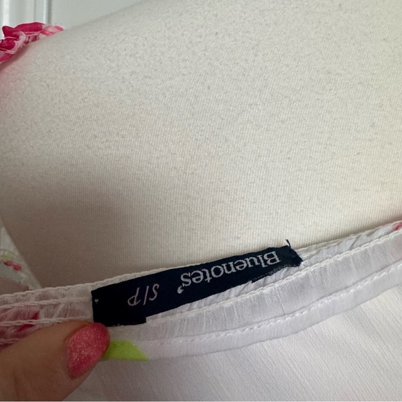 Y2K bluenotes Floral White and Pink Women's Top S summer tropical fairy - Picture 6 of 6